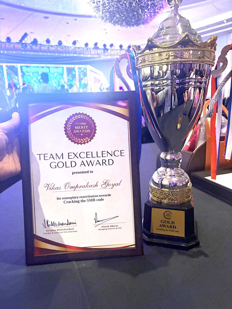 Team Excellence Gold Award, InfoEdge Merit Awards, Cracking the SMB code